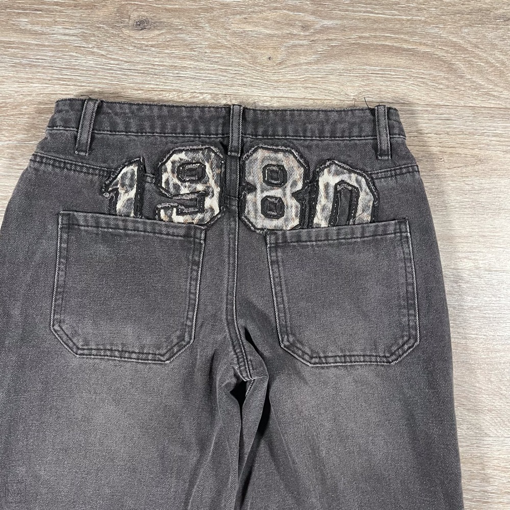 Edikted Women's Jeans Baggy Wide Leg Denim Relaxed Casual 1980 S Dark‎ Gray - Picture 9 of 9